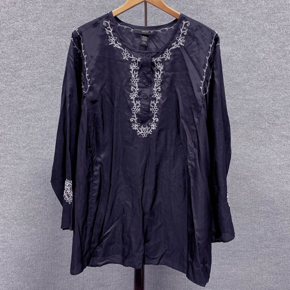 Venezia Black Silk Blend Embroidered Tunic 22/24